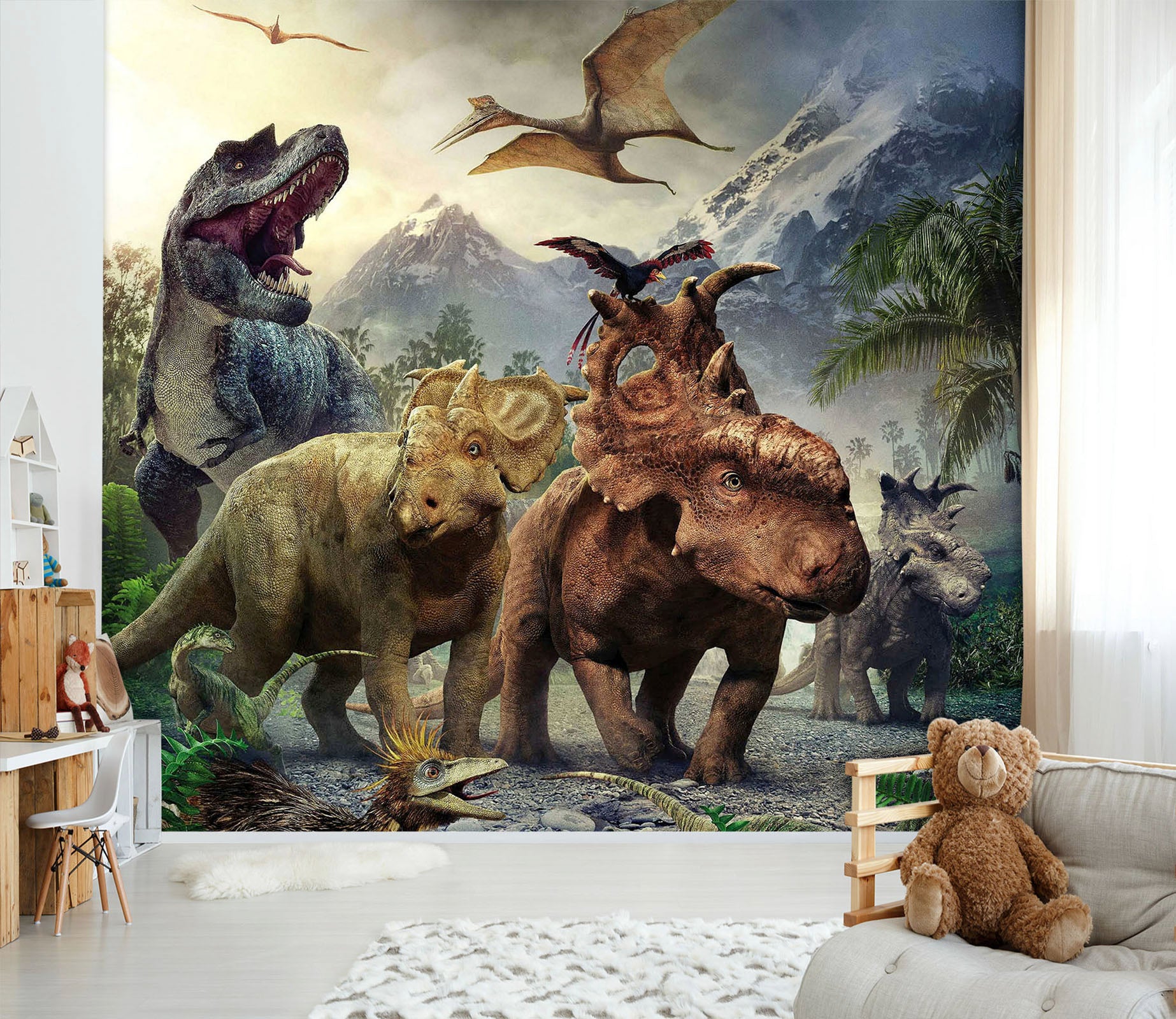 3D Dinosaur Forest 389 Wall Murals