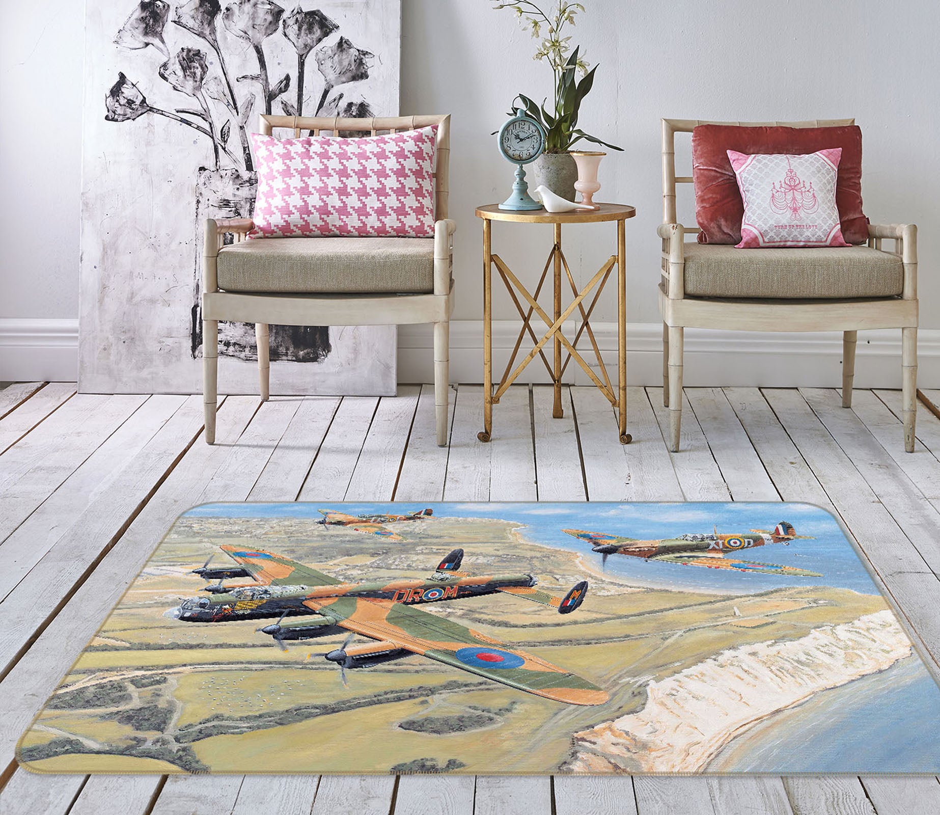 3D Military Aircraft 1057 Trevor Mitchell Rug Non Slip Rug Mat