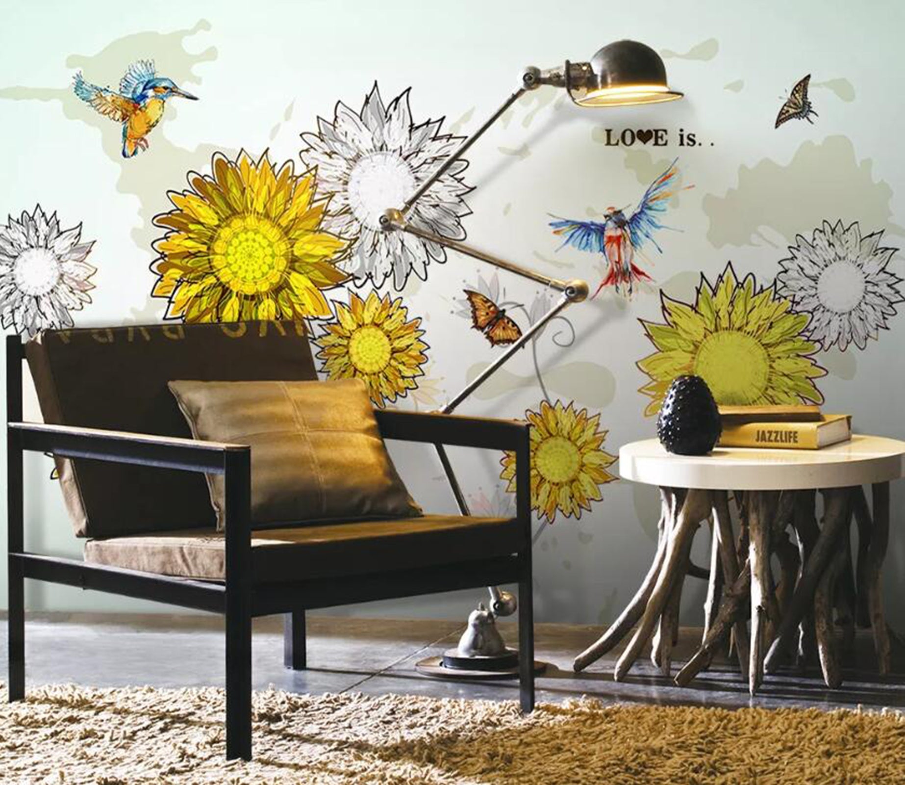 3D Yellow Daisy WC01 Wall Murals Wallpaper AJ Wallpaper 2 