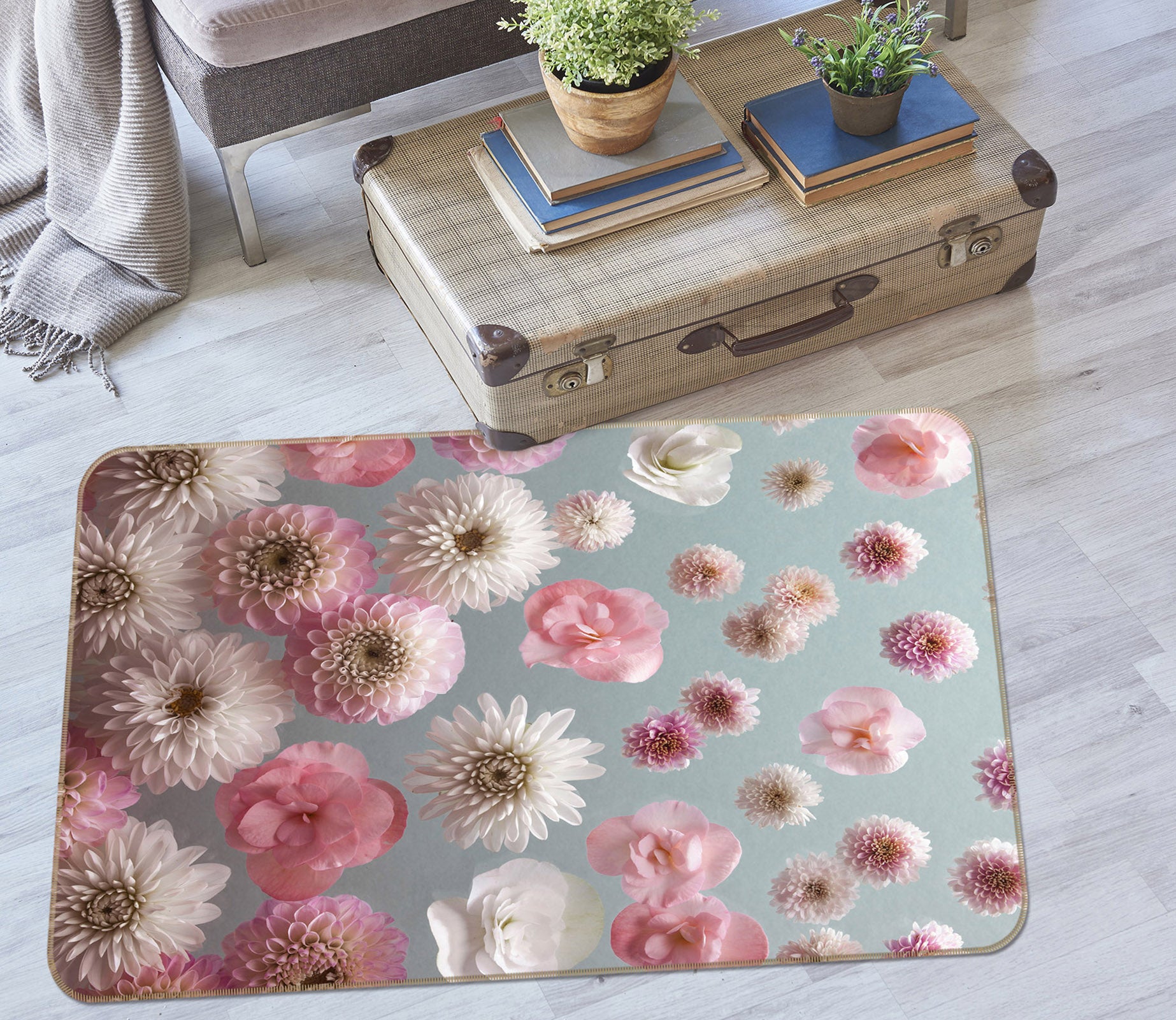 3D Peony Flower 110 Assaf Frank Rug Non Slip Rug Mat