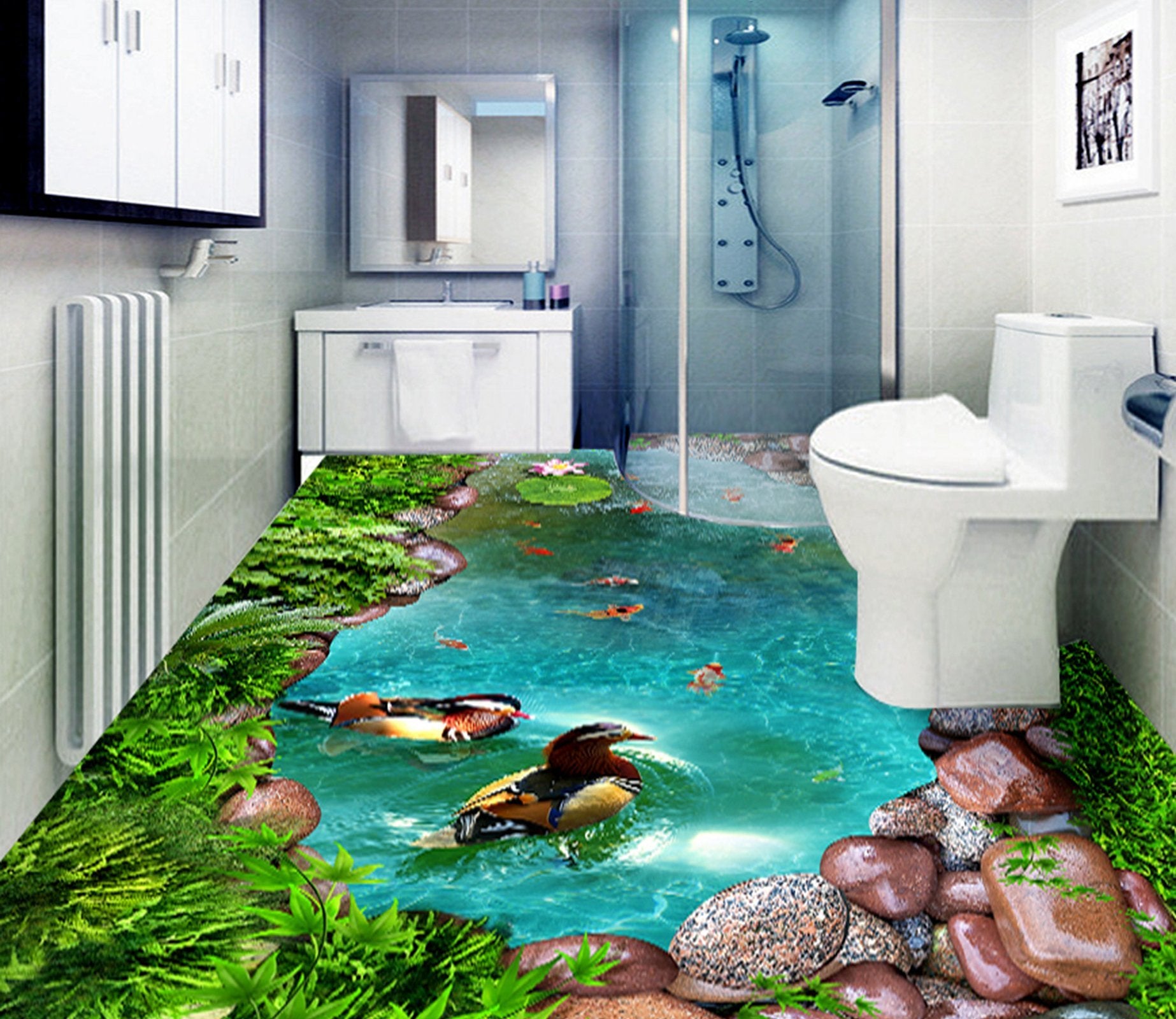 3D River Otter WG751 Floor Mural Wallpaper AJ Wallpaper 2 