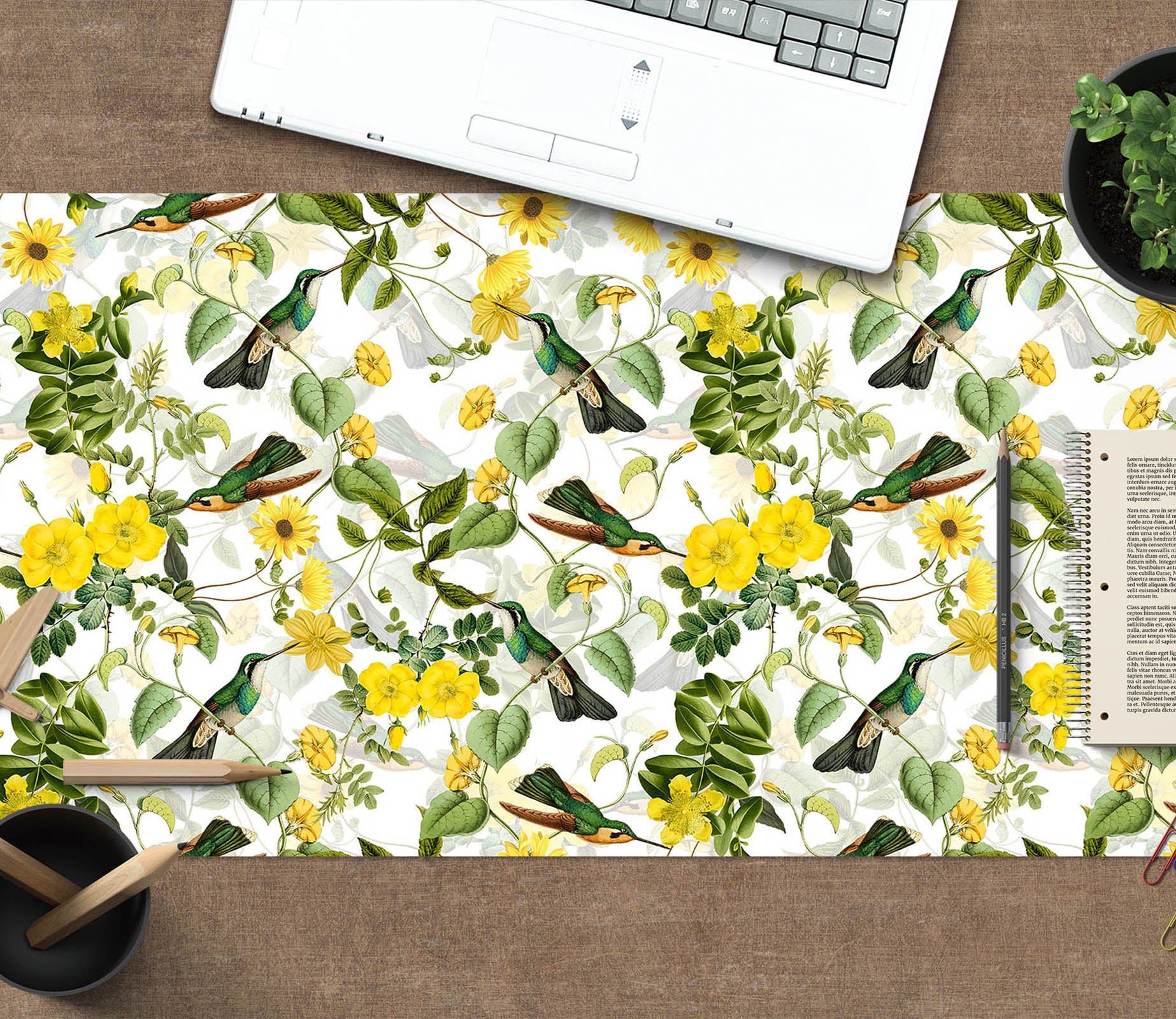 3D Yellow Flower Branch 120209 Uta Naumann Desk Mat