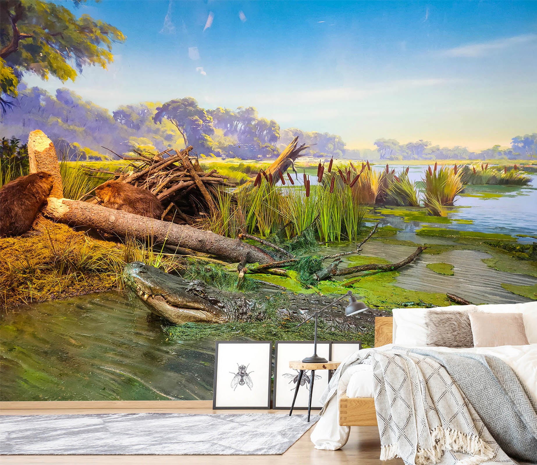 3D Crocodile River 426 Wall Murals