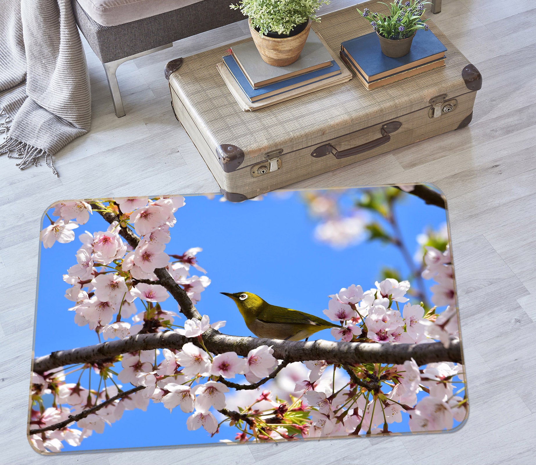 3D Peach Bird 009 Animal Non Slip Rug Mat