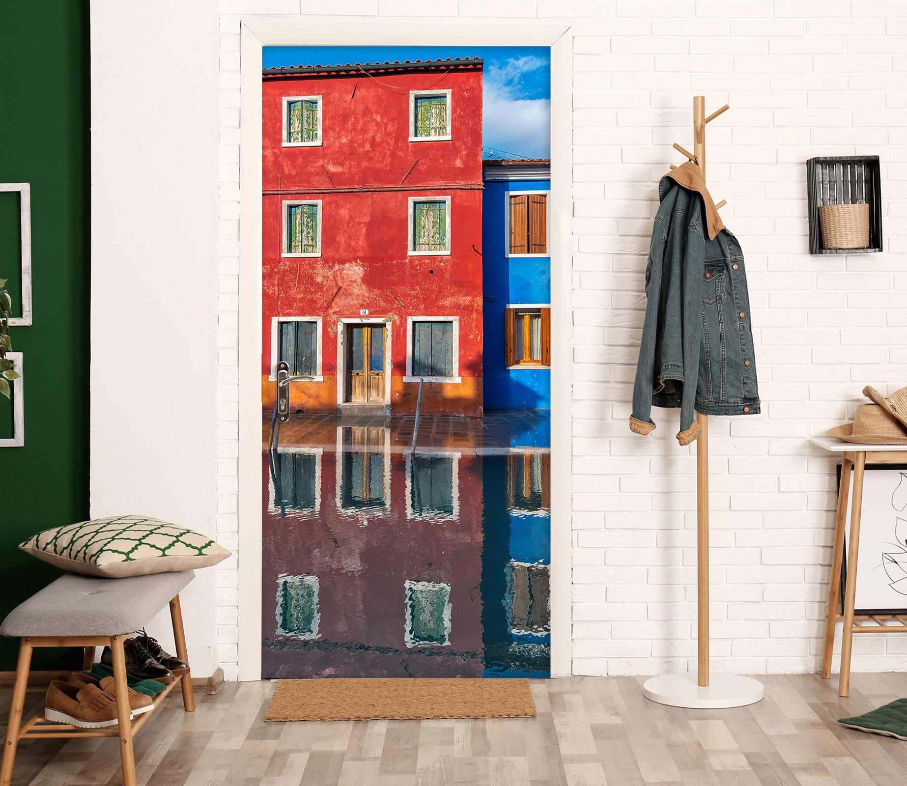 3D Red Houses 12226 Marco Carmassi Door Mural