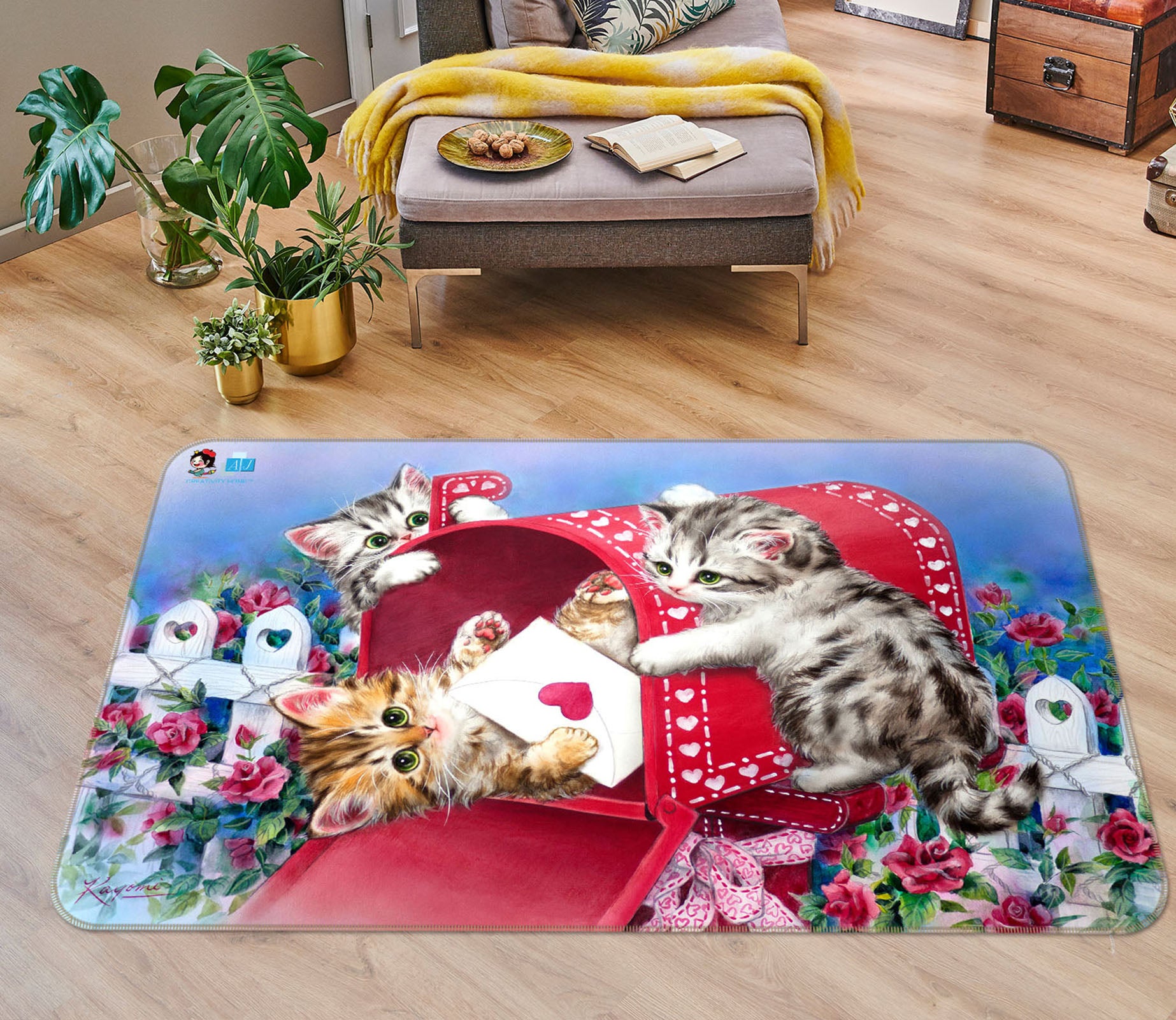 3D Mailbox Cat 5661 Kayomi Harai Rug Non Slip Rug Mat