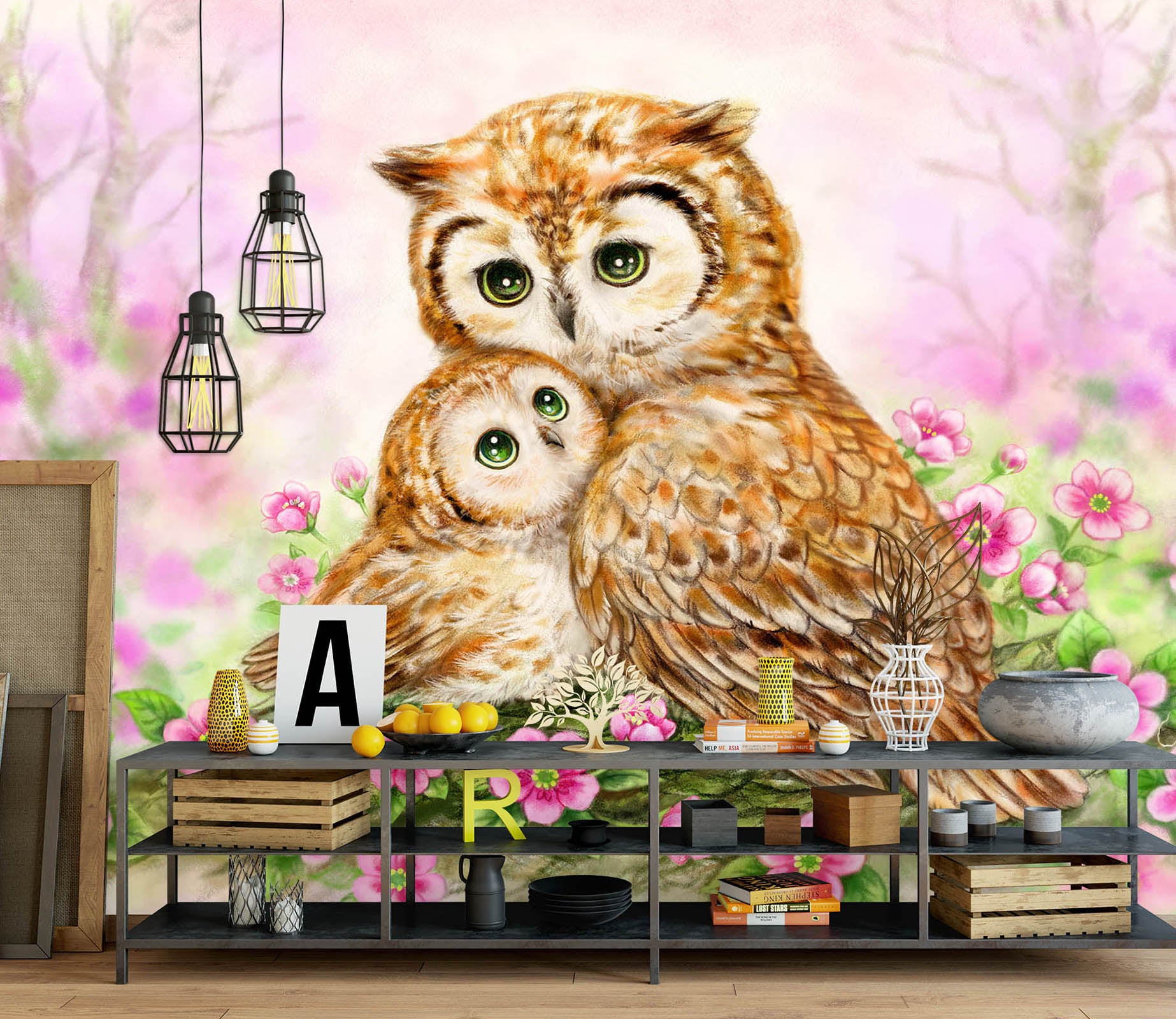 3D Cartoon Owl 5535 Kayomi Harai Wall Mural Wall Murals