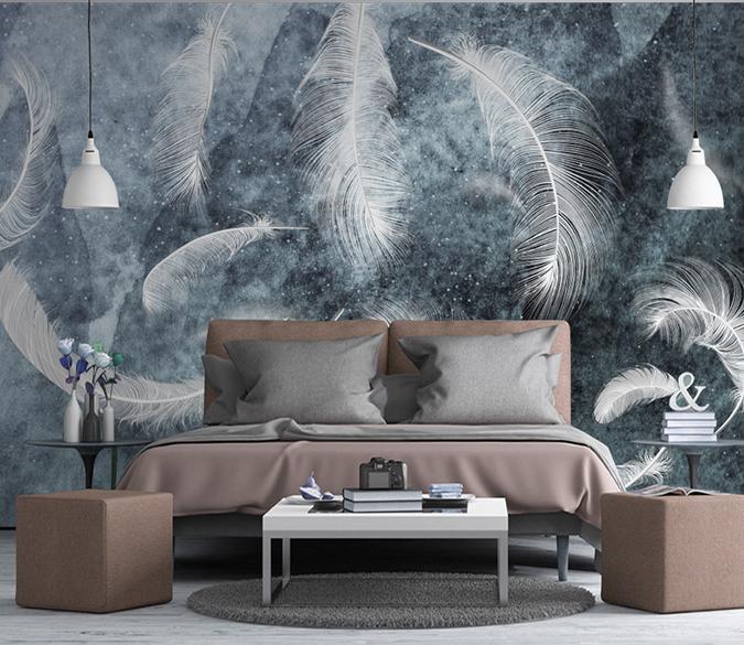 3D Gray Feather 601 Wall Murals Wallpaper AJ Wallpaper 2 