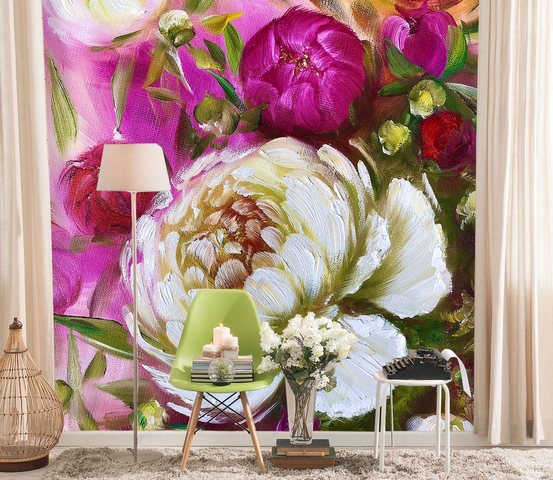 3D Hand Painted Flowers 255 Skromova Marina Wall Mural Wall Murals