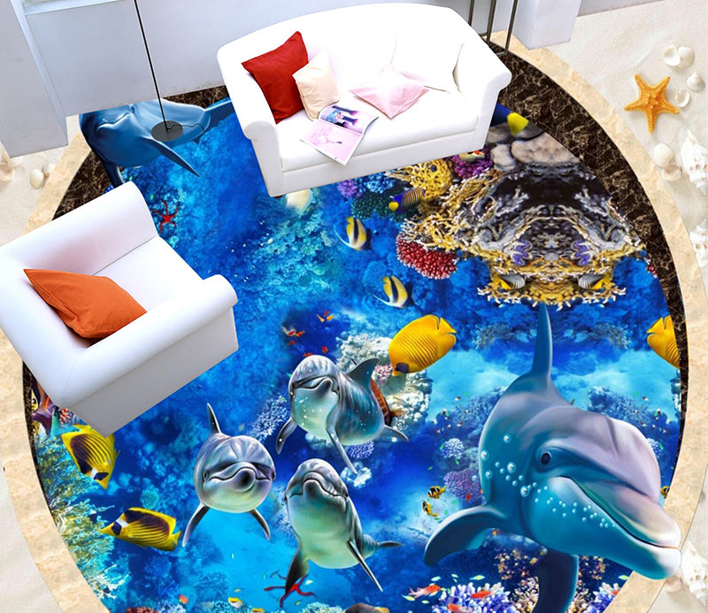 3D Sea Fish 113 Floor Mural  Self-Adhesive Sticker Bathroom Non-slip Waterproof Flooring Murals