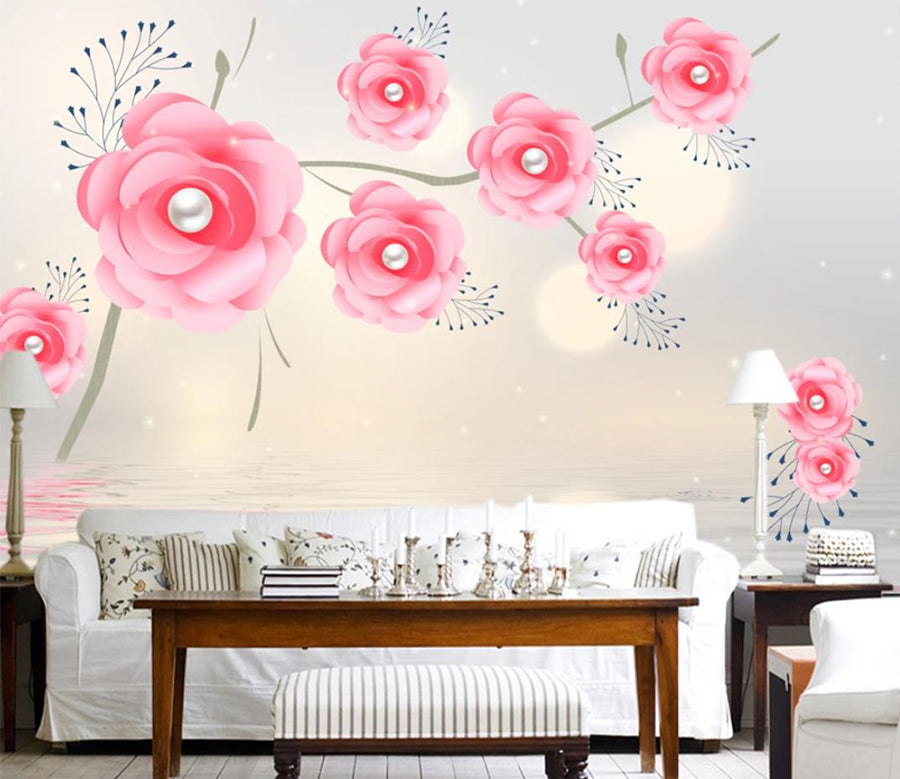 3D Pearl Rose WC958 Wall Murals