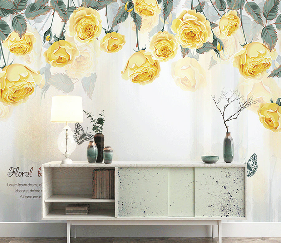 3D Yellow Rose WG152 Wall Murals