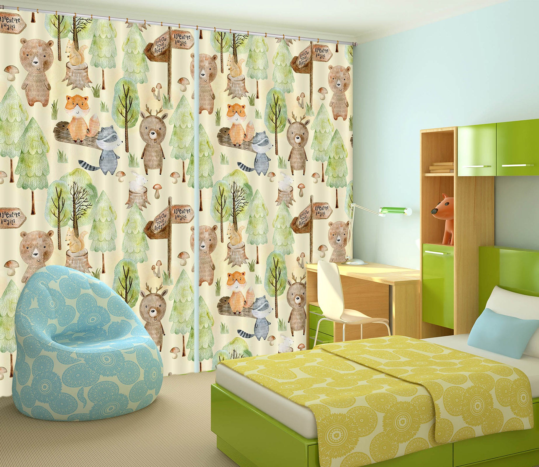 3D Squirrel Bear Fox 149 Uta Naumann Curtain Curtains Drapes