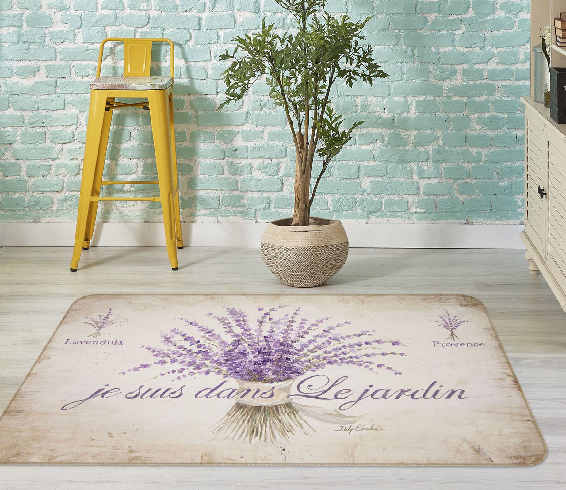 3D French Lavender 1152 Debi Coules Rug Non Slip Rug Mat