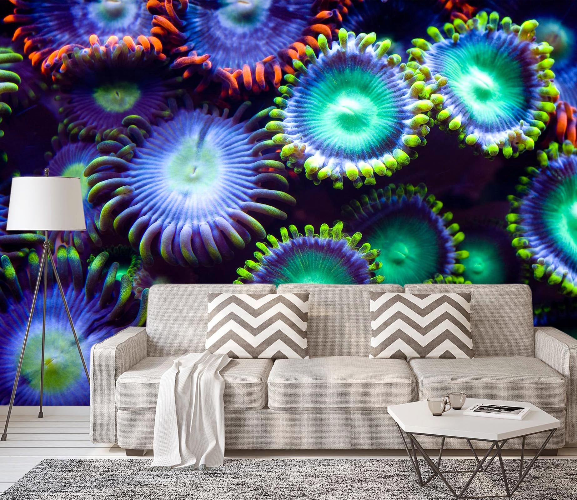 3D Undersea Green Flowers 385 Wall Murals