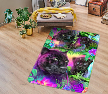 3D Black Leopard 8541 Sheena Pike Rug Non Slip Rug Mat