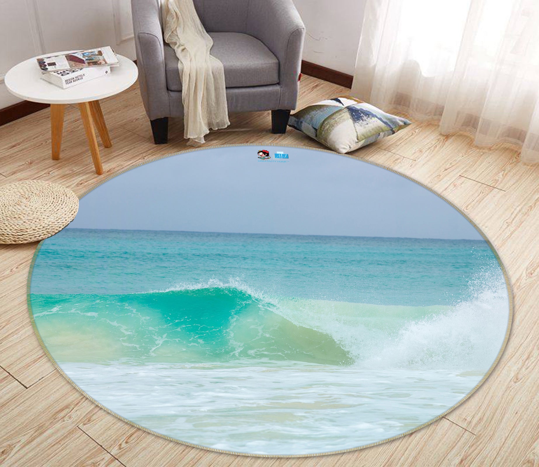 3D Ocean Spray 7532 Assaf Frank Rug Round Non Slip Rug Mat