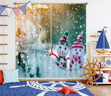3D Snowman 53129 Christmas Curtains Drapes Xmas