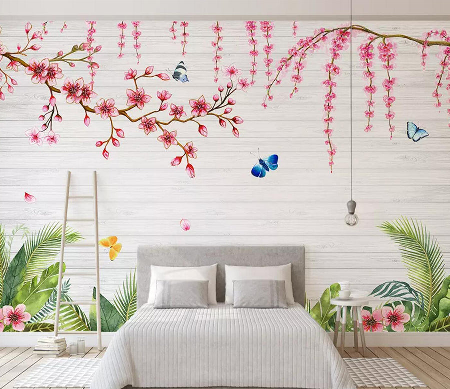 3D Plum Branch Butterfly WC735 Wall Murals