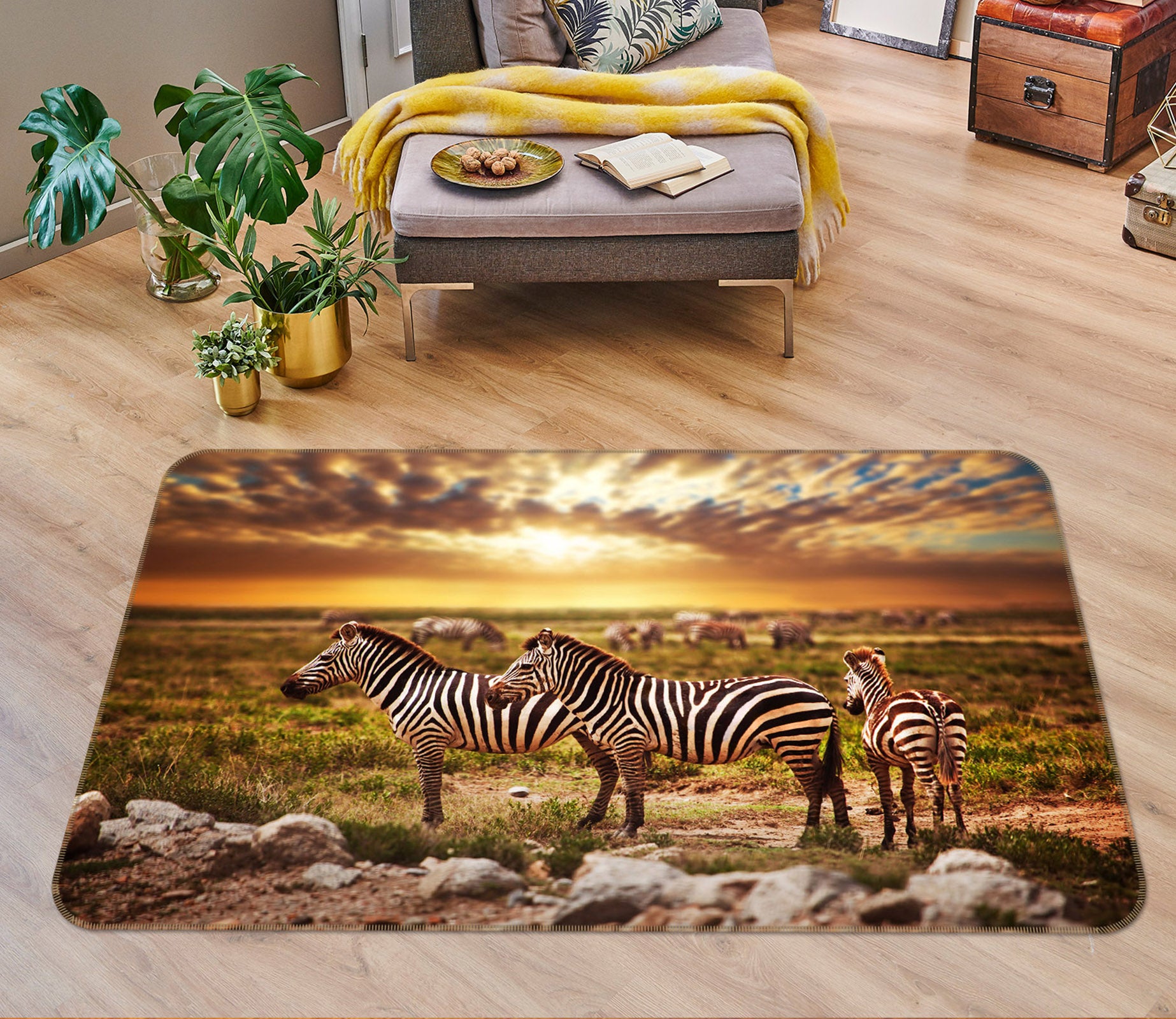 3D Prairie Zebra 005 Animal Non Slip Rug Mat