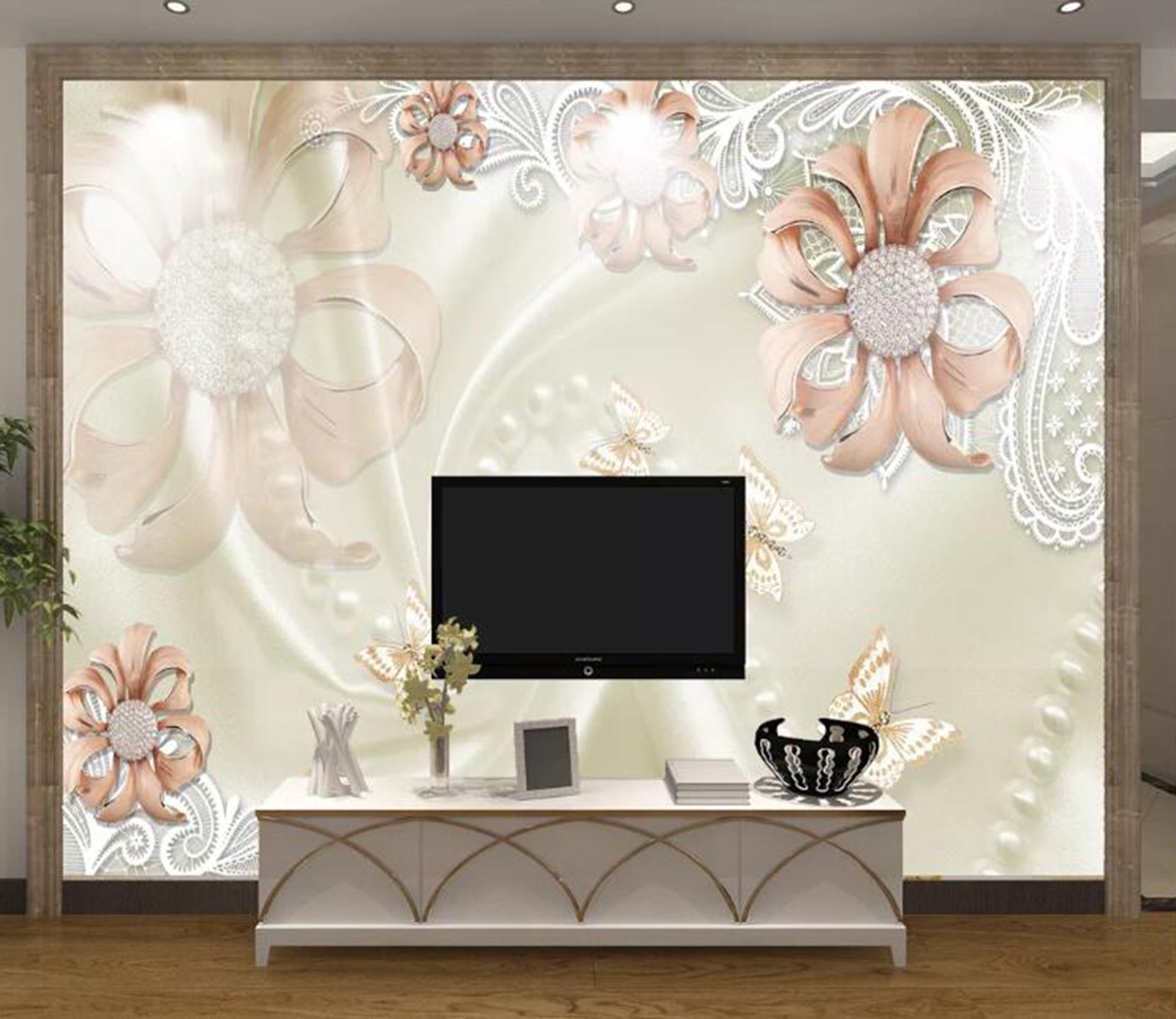 3D Diamond Flower WC68 Wall Murals Wallpaper AJ Wallpaper 2 