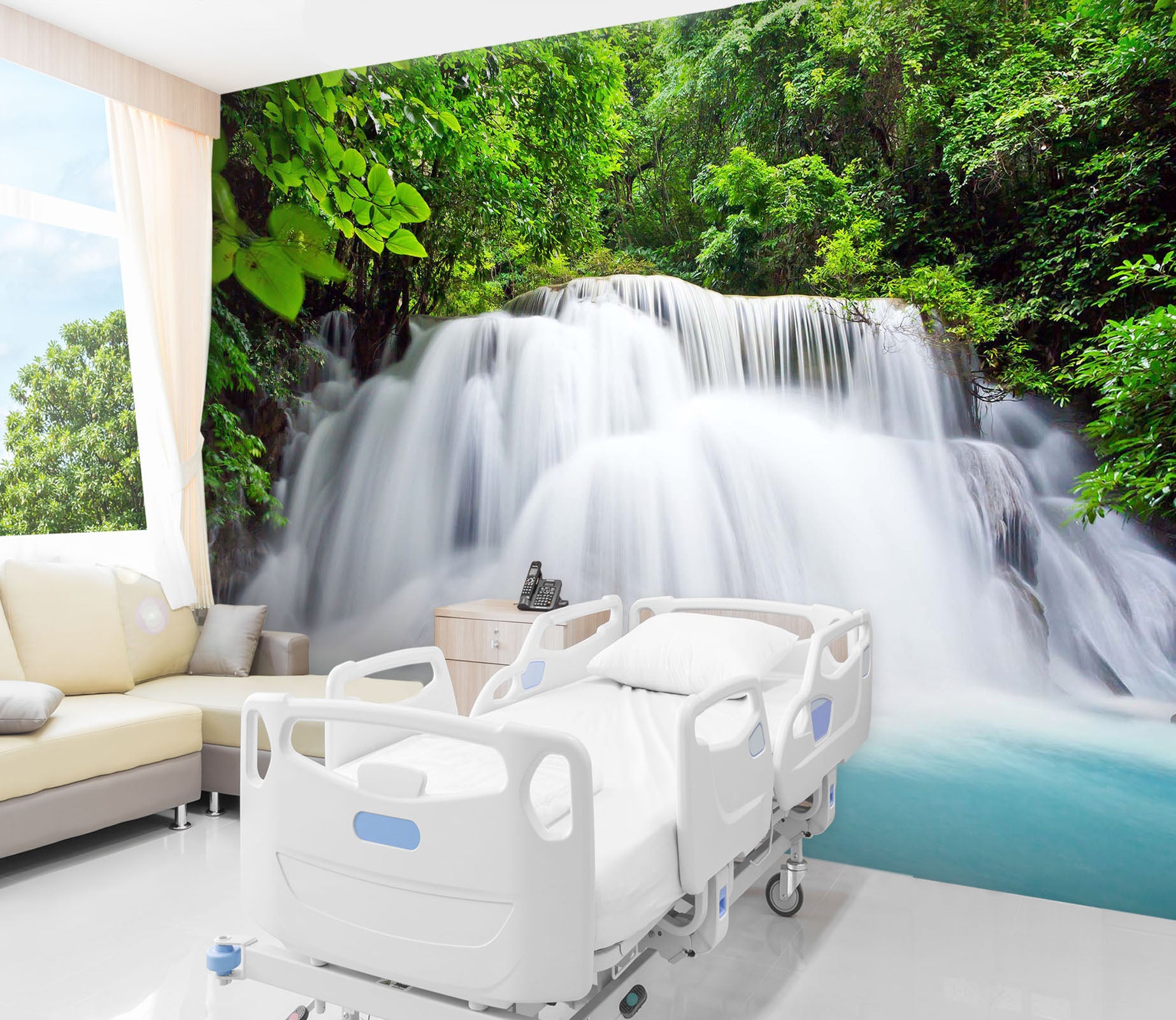 3D Beautiful Waterfall Park 211 Wall Murals