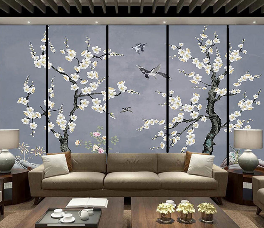 3D White Plum Tree WC1252 Wall Murals