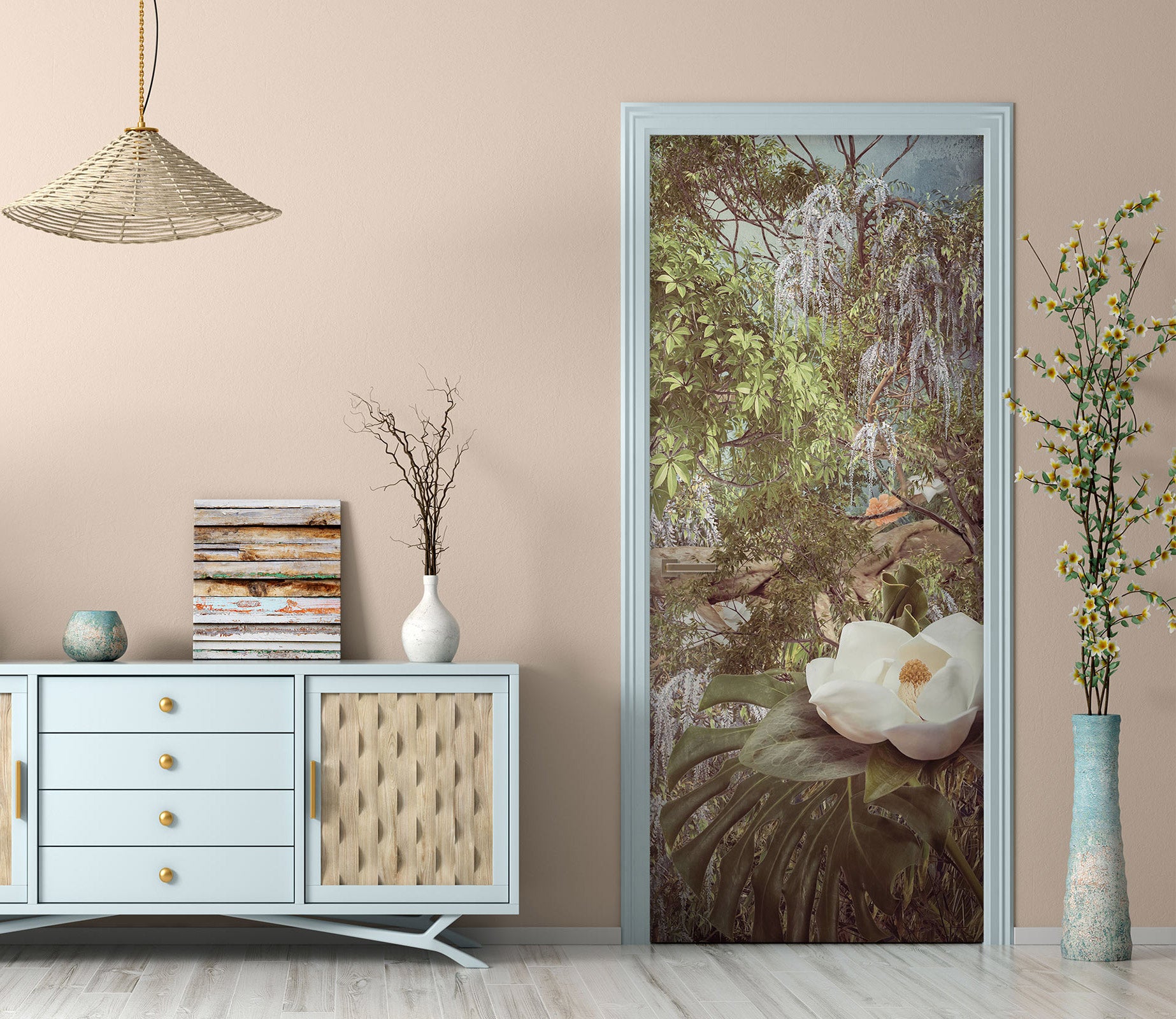 3D White Lotus 10808 Beth Sheridan Door Mural