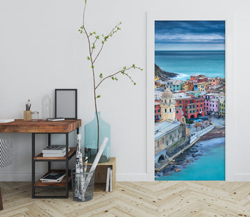 3D Ocean Color Houses 119146 Marco Carmassi Door Mural