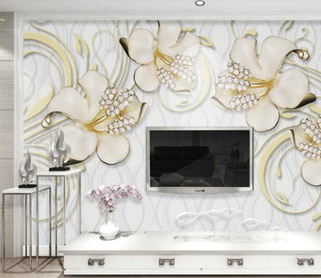 3D White Flower WC745 Wall Murals