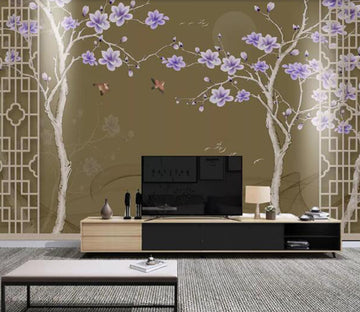 3D Blue Flower Tree WC1598 Wall Murals