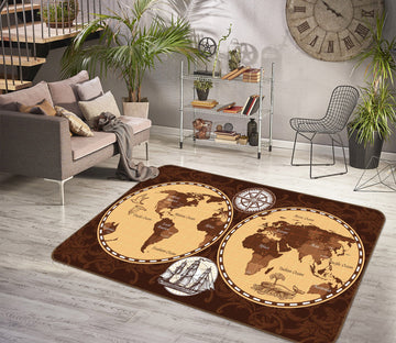 3D Black Shadow 258 World Map Non Slip Rug Mat