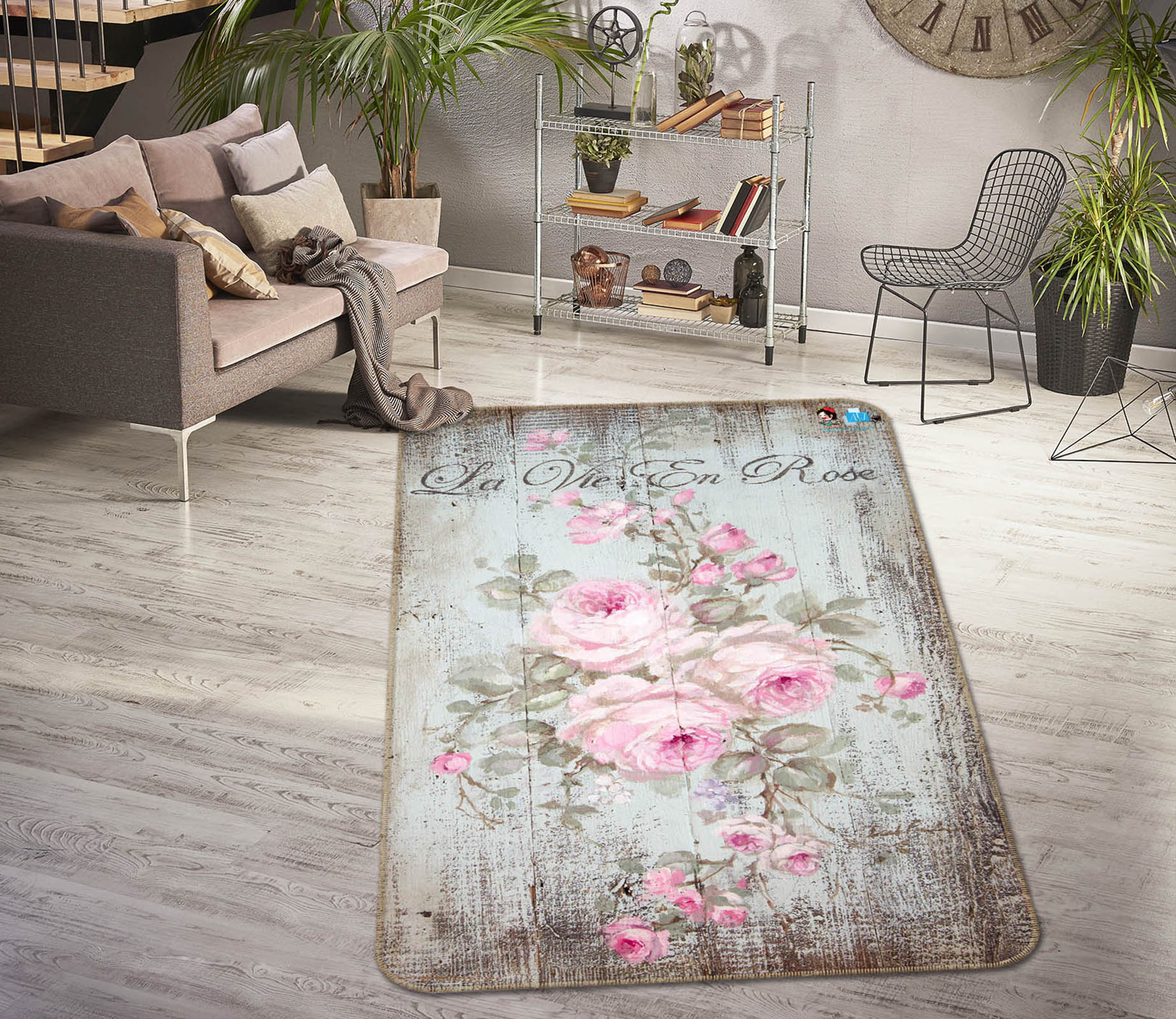 3D Pink Vine 1054 Debi Coules Rug Non Slip Rug Mat