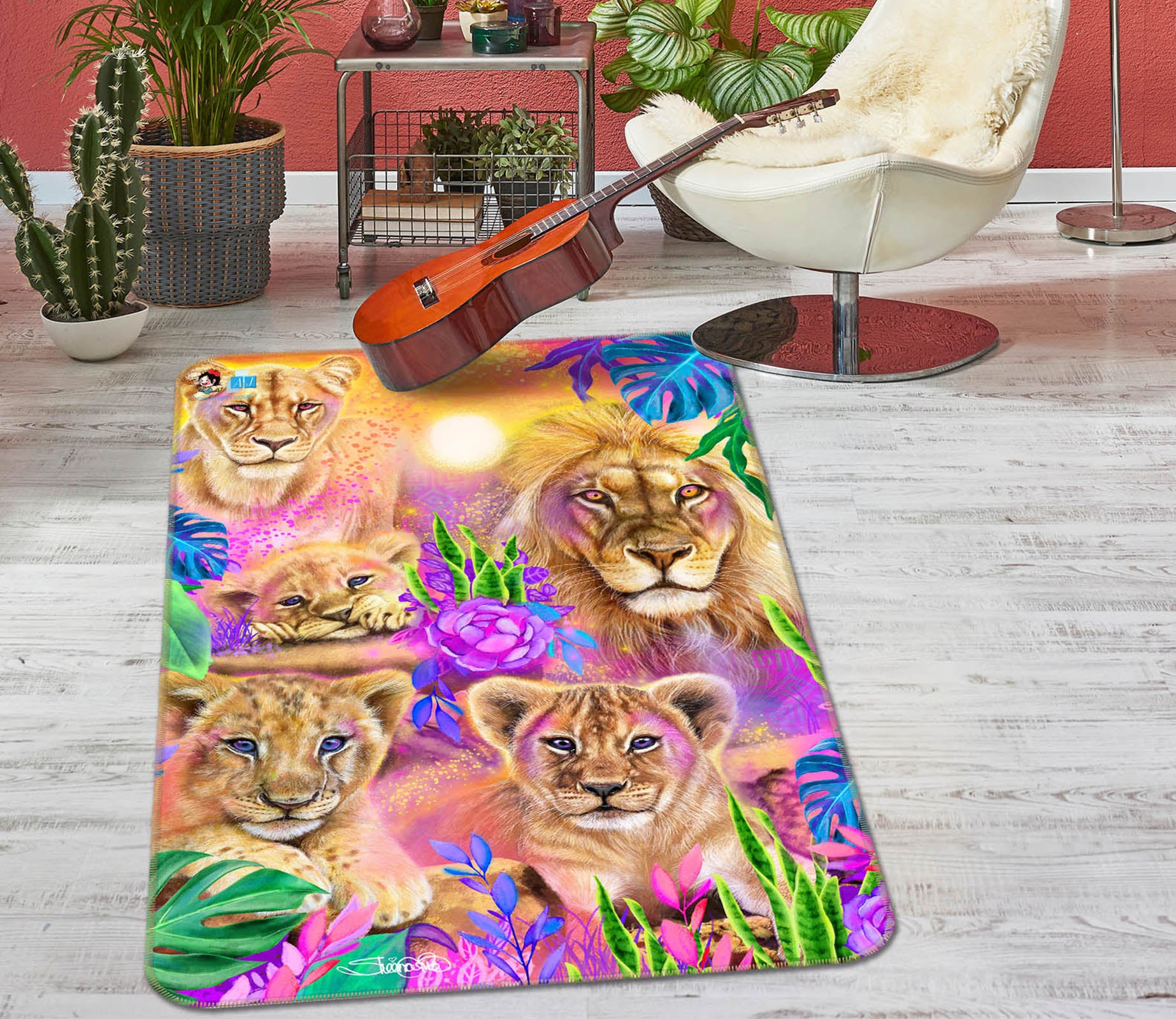 3D Animal Lion 8539 Sheena Pike Rug Non Slip Rug Mat