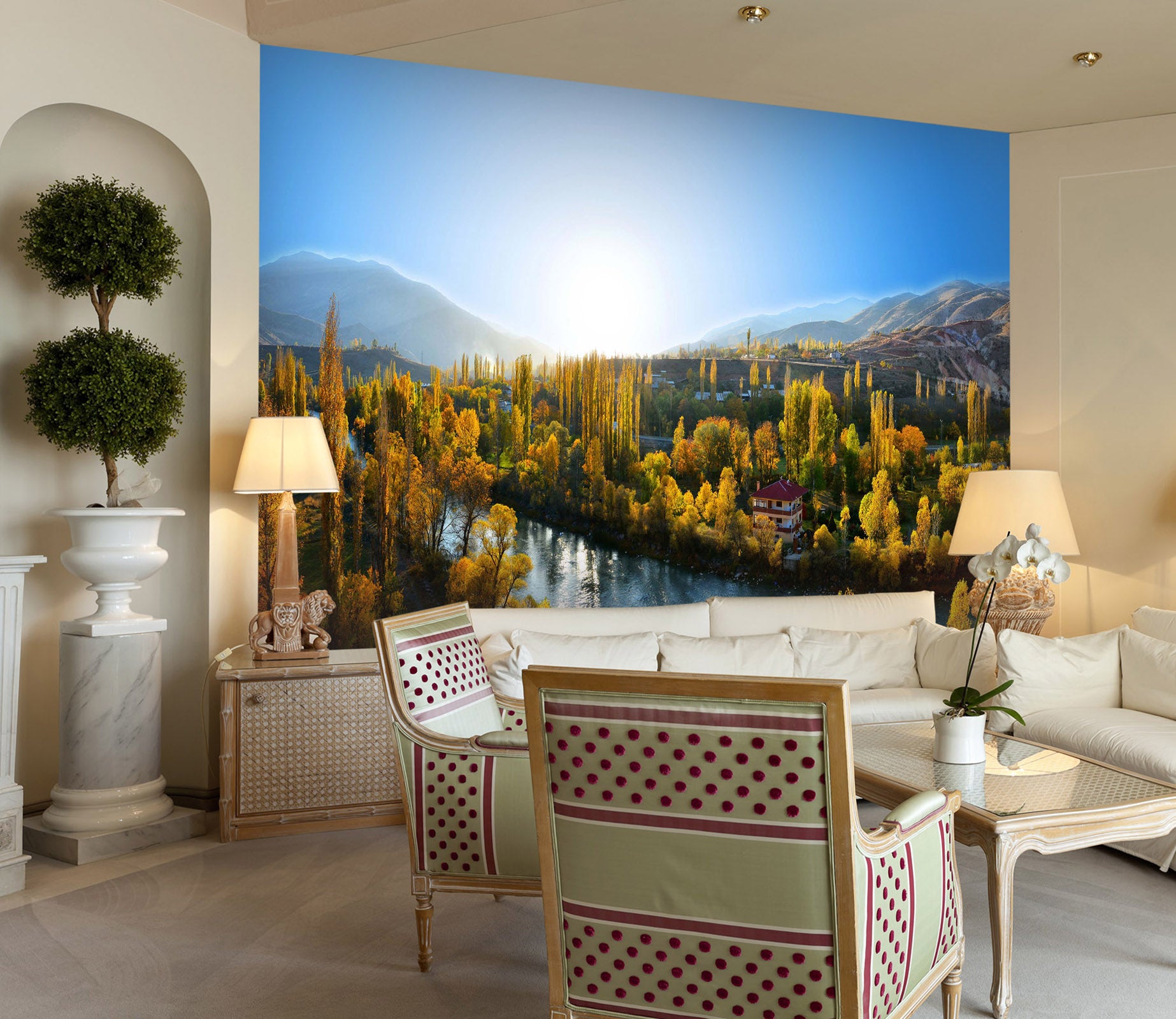 3D Forest Rriver House 219 Wall Murals