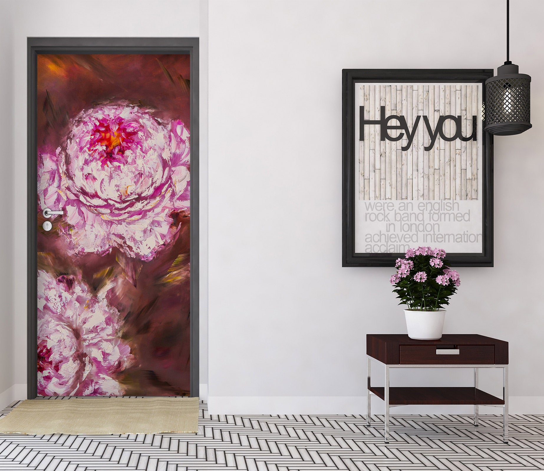 3D Pink Peony 3117 Skromova Marina Door Mural