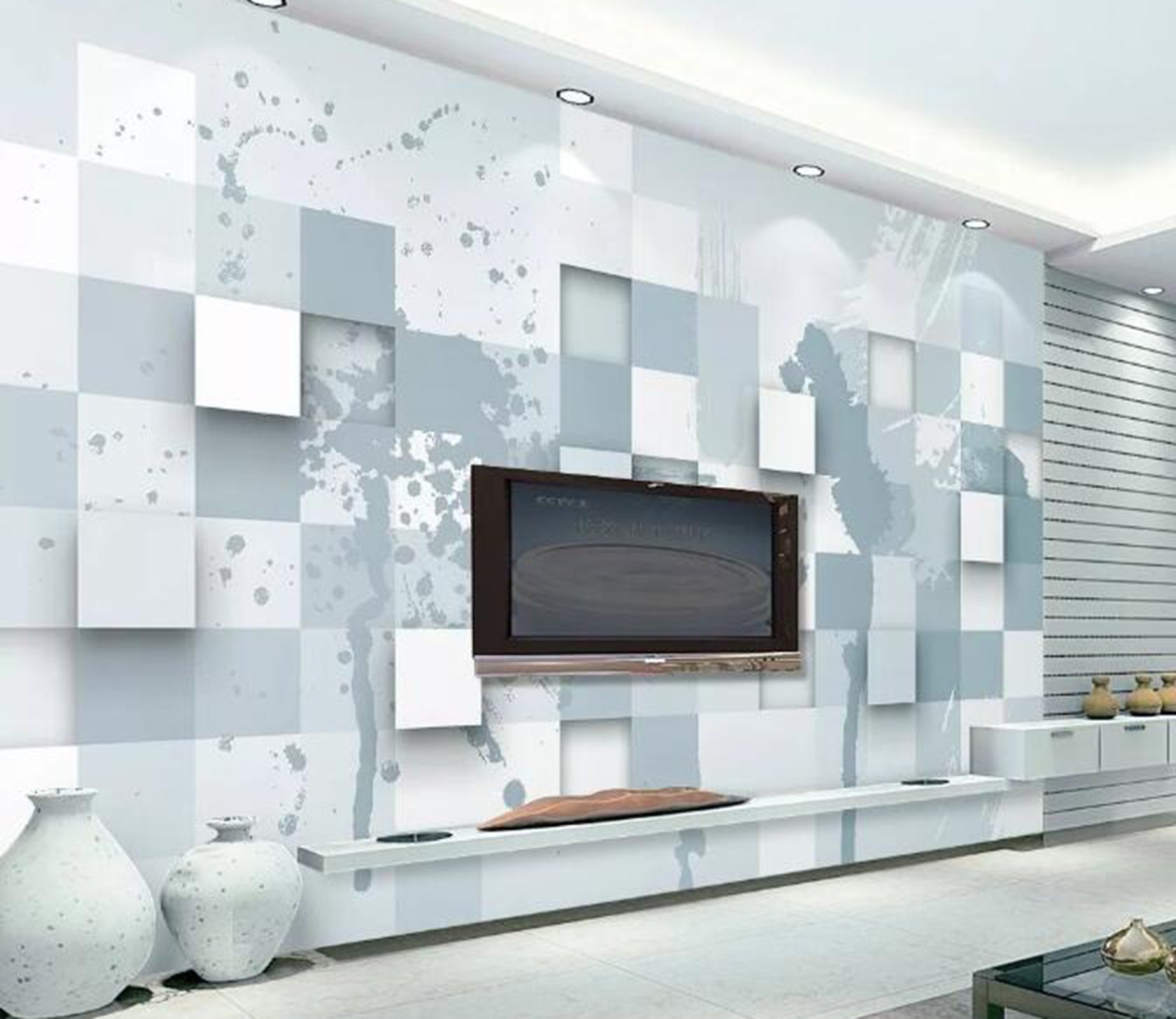 3D Silver Geometry WG18 Wall Murals Wallpaper AJ Wallpaper 2 