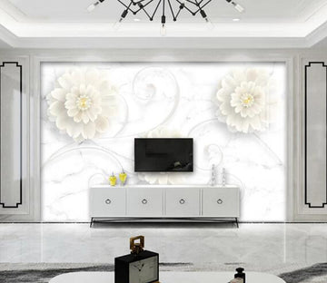 3D White Jade Flower WC2526 Wall Murals