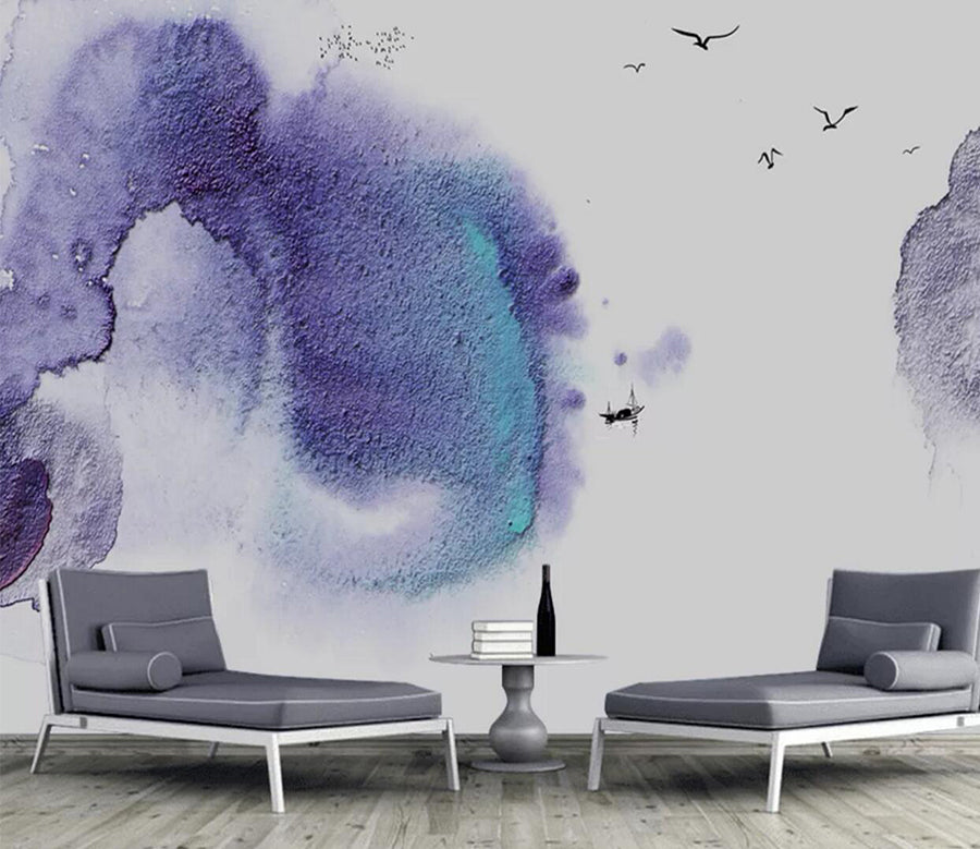 3D Purple Pattern WC539 Wall Murals