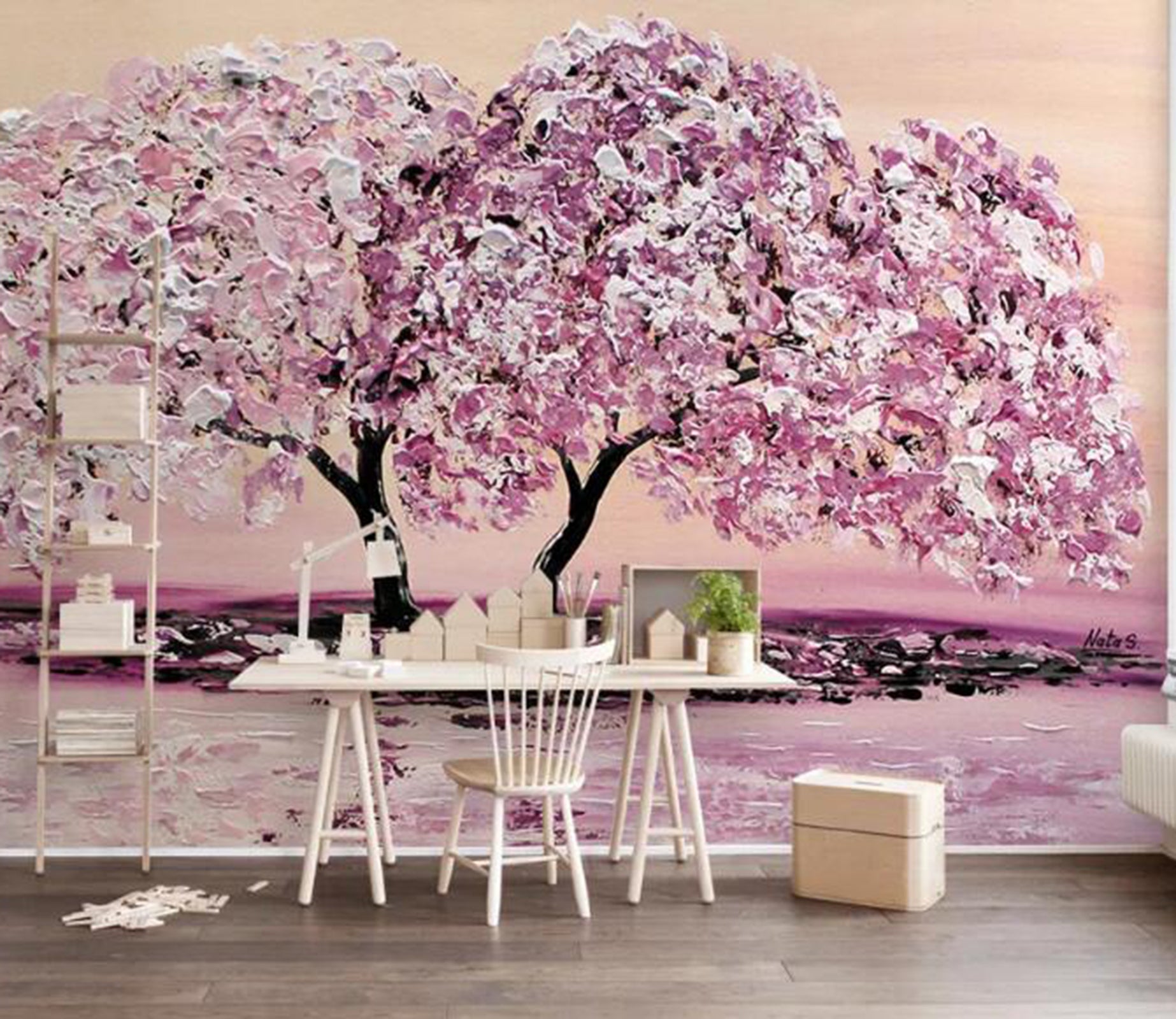 3D Purple Flowers WG48 Wall Murals Wallpaper AJ Wallpaper 2 