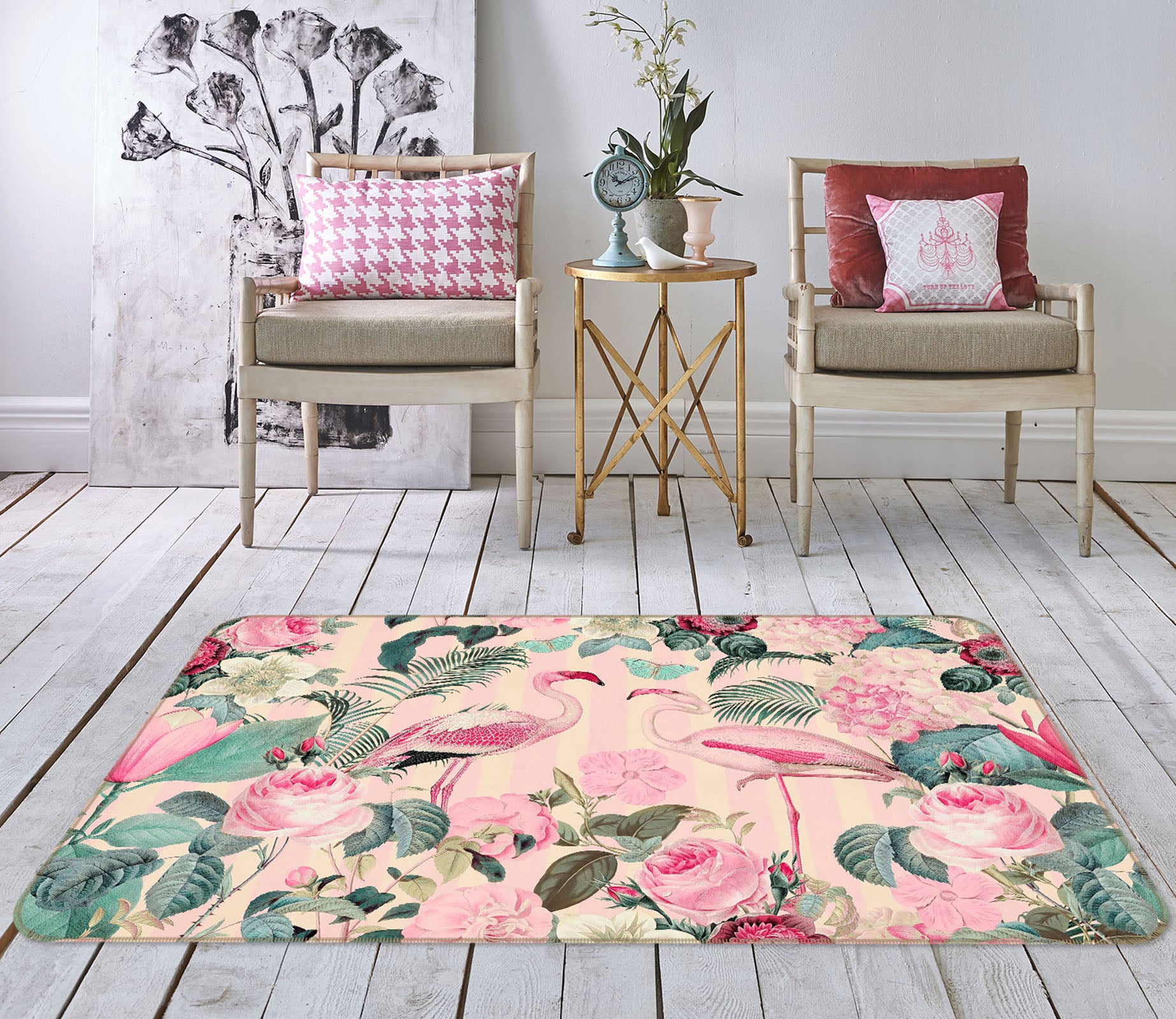 3D Pink Flamingo 1016 Andrea haase Rug Non Slip Rug Mat