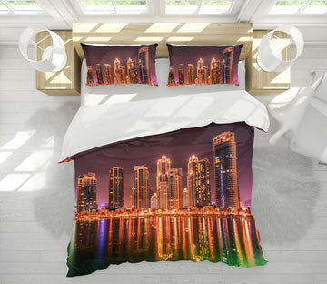 3D Dubai By Night 024 Marco Carmassi Bedding Bed Pillowcases Quilt