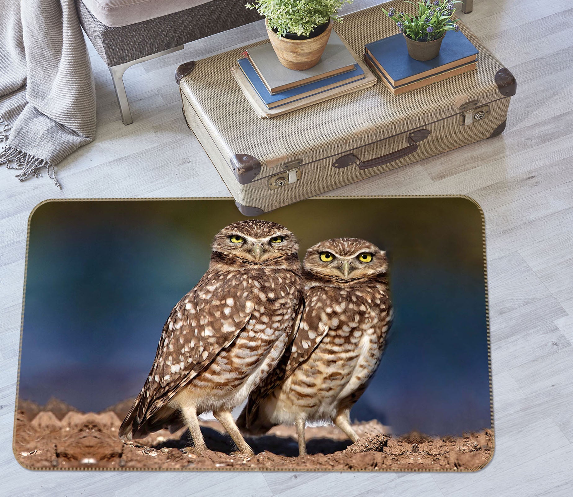 3D Burrowing Owl Buddies 1104 Kathy Barefield Rug Non Slip Rug Mat