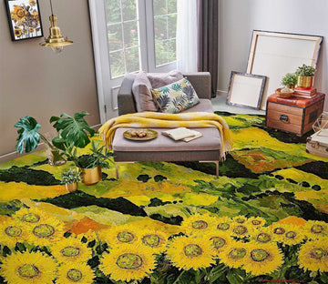 3D Hillside Sunflower Bush 9613 Allan P. Friedlander Floor Mural  Wallpaper Murals Self-Adhesive Removable Print Epoxy