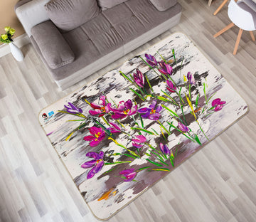 3D Purple Flower 1230 Skromova Marina Rug Non Slip Rug Mat