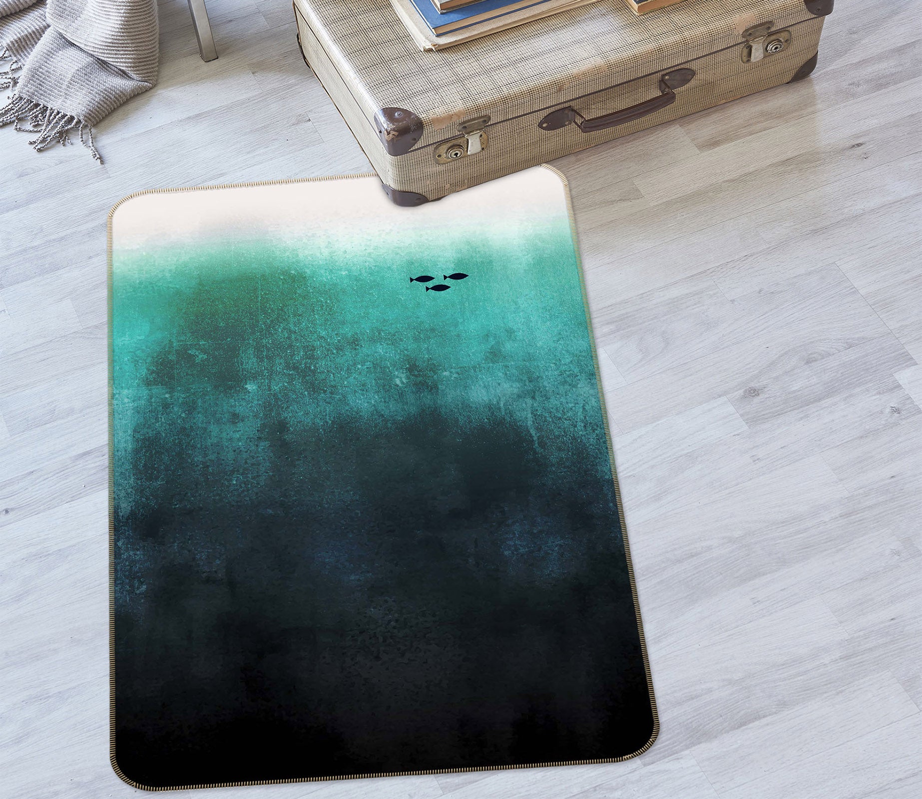 3D Green Gradient Pattern 1076 Boris Draschoff Rug Non Slip Rug Mat