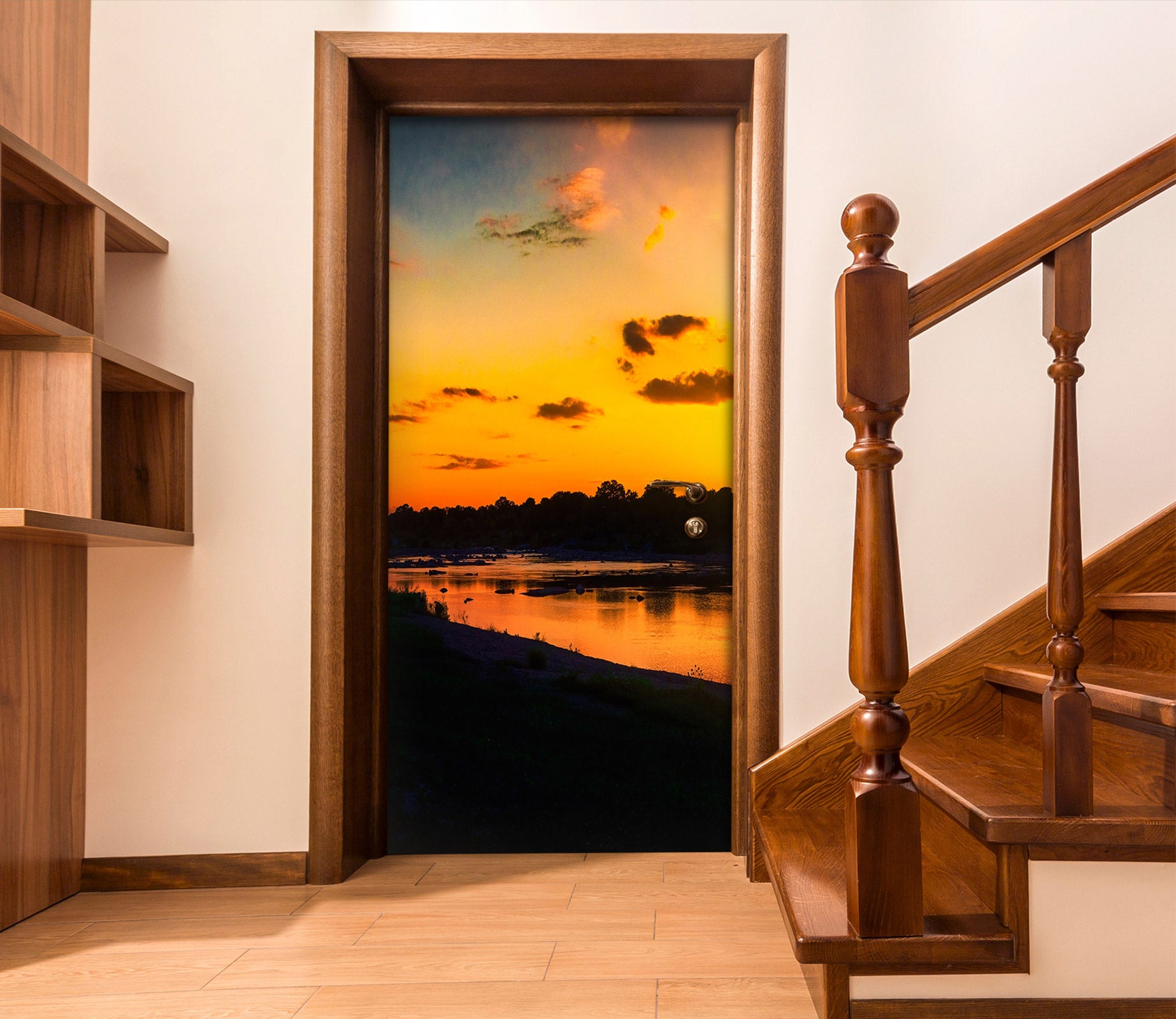 3D Sunset Shadow Lake 107201 Beth Sheridan Door Mural