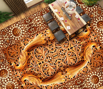 3D Golden Lace WG269 Floor Mural Wallpaper AJ Wallpaper 2 