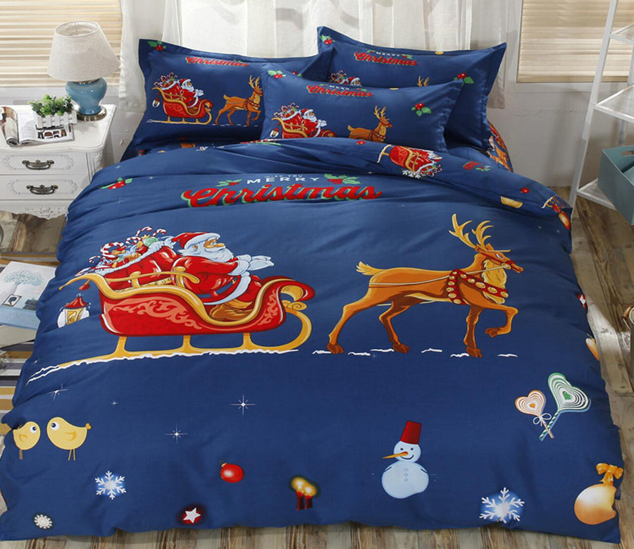 3D Sleigh Deer 32099 Christmas Quilt Duvet Cover Xmas Bed Pillowcases