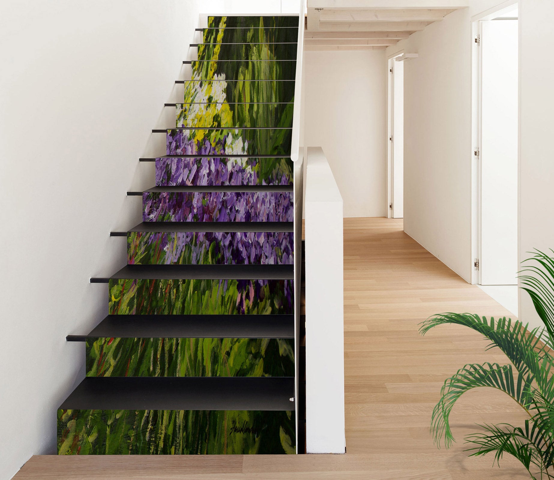 3D Purple Flower Bush Leaves 9048 Allan P. Friedlander Stair Risers